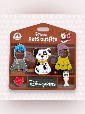 Disney Pet Outfits 101 Dalmatians Patch Magnetic Hades & Dopey Costume Pin Set